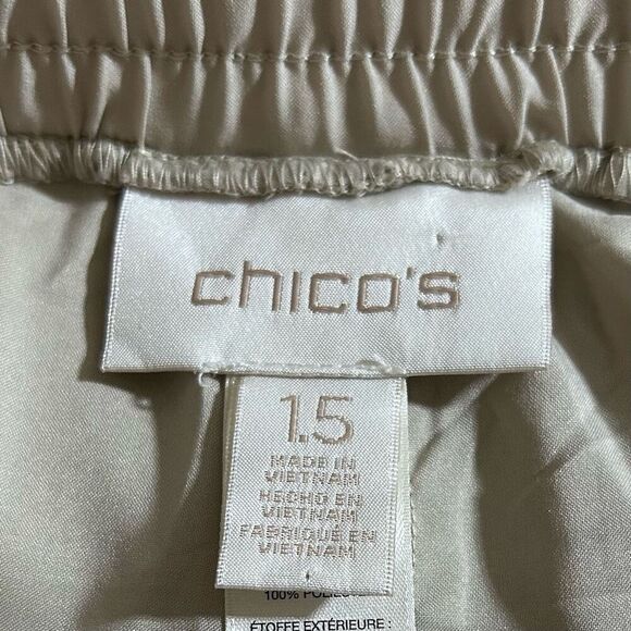 Chico's Wide Leg Palazzo Pants Women's Size 1.5 Med. Taupe Lace Overlay Pull-on - Picture 12 of 15